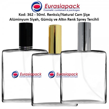 Alüminyum Spreyli Cam Parfüm Şişesi Kod: 362 - 50ml.