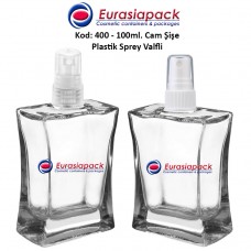 Plastik Spreyli Cam Parfüm Şişesi Kod: 400 - 100ml.