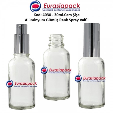 Sprey Valfli İlaç Şişesi 30ml Alüminyum Valfli Renksiz Şişe 4030