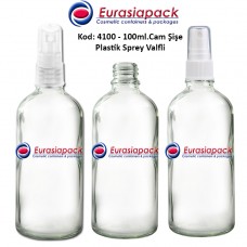Plastik Spreyli Cam Parfüm Şişesi Kod: 4100 - 100ml.