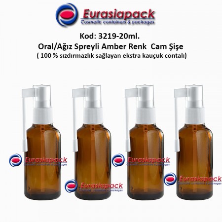 Ağız Spreyli Amber Renk Cam Şişe 20ml Kod: 3219