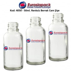Cam İlaç - Ecza Şişesi 50ml. Renksiz Kod 4050