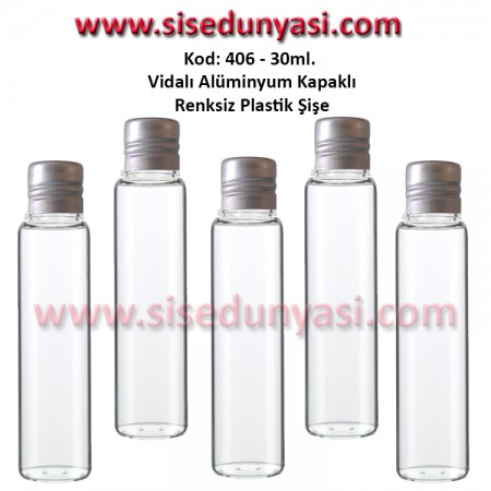 Alüminyum Kapaklı Plastik Şişe 25/30ml Kod 406